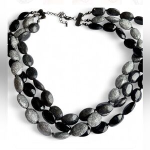 Elegant Black and Silver Beaded Necklace